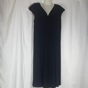 Glamour Black Midi Dress with V-Neck